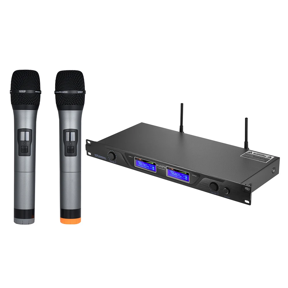 Wireless Microphone Mic System Dual Channels LCD Display Receiver 2