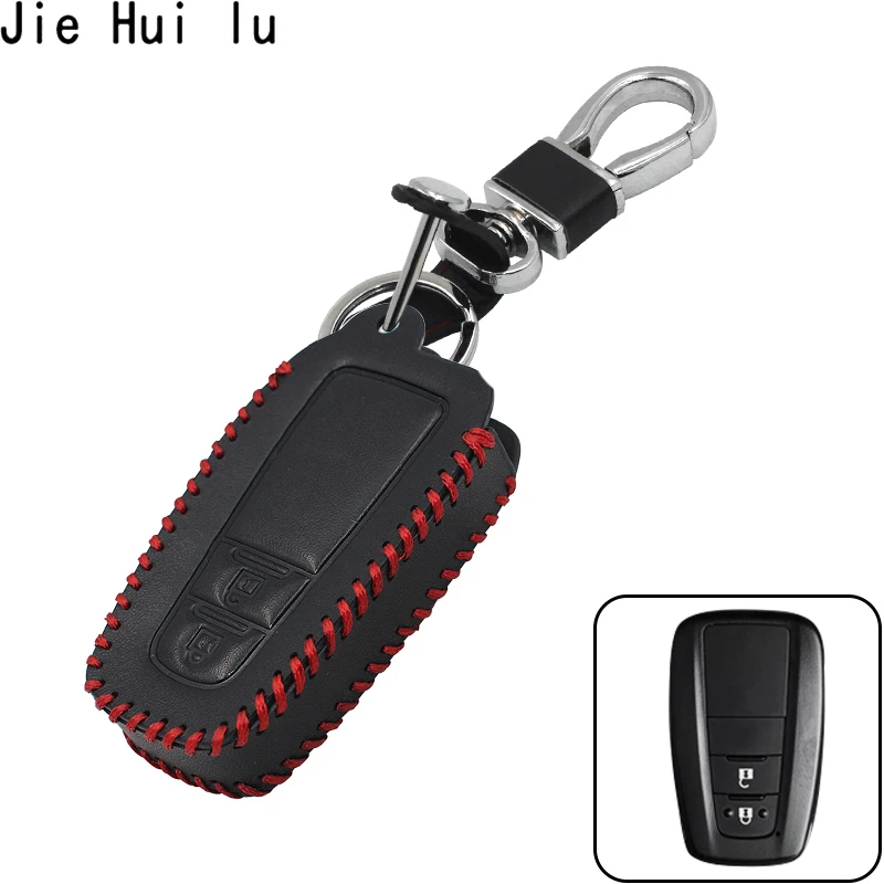 

Car Styling Leather Car Key Holder Case For Toyota CHR C-HR 2017 Prius 2 Button Remote Keyless Keychain Cover