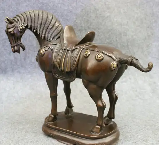 Shitou 002247 12 "Народная Китайский Чистая Бронзовый Украшения Год Зодиака Животных Тан Верховая Статуя скидка 30% (C0324)