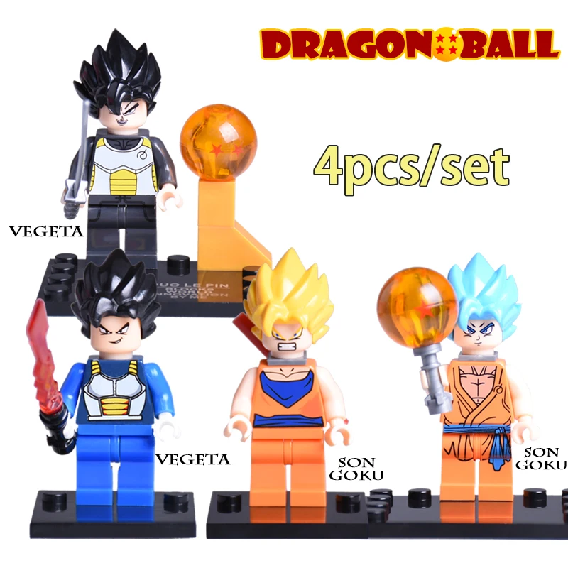 

4pcs/set DRAGON BALL Vegeta Son Goku Minifigures Star Wars Super Hero Avengers Assemble Building Blocks Bricks Kids Toys