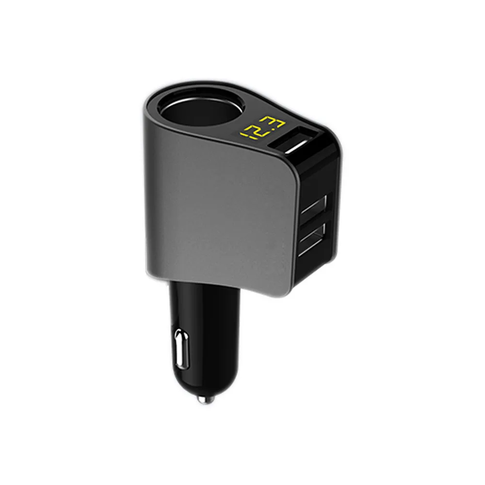 Onever автомобильный разветвитель прикуривателя гнездо с Вольтметр 80 Вт 3 USB Автомобильное зарядное устройство адаптер быстрая смарт-зарядка adaptador - Название цвета: Серый
