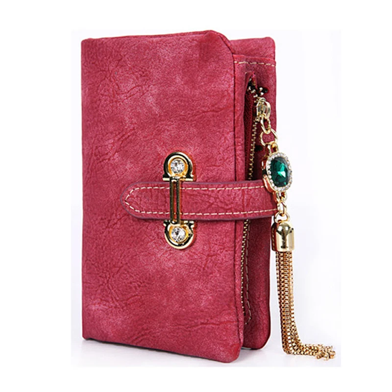 2016 fashion short matte ladies wallet vintage tassel zipper and hasp womens wallets and purses Money Bag free shipping 026-2