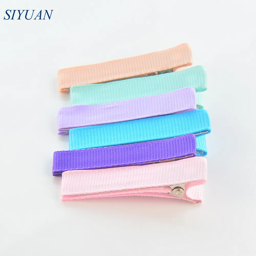 

Wholesale 200pcs/lot 2" Satin Ribbons Wrapped Alooy Hair Clips Fashion Hairpin for Girl Headwear 20 Color Available JZ05