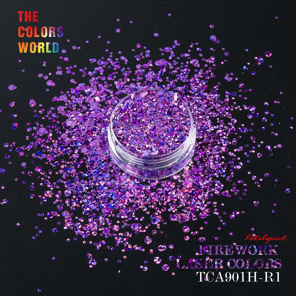 Tca901h Fireworks Laser Peach 3d Colorful Round Shape 4 Kind Size Nail