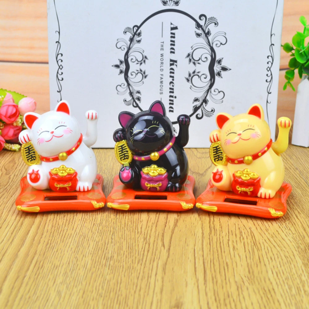 Модный черный/белый Maneki Neko на солнечных батареях, радушный Кот, удача для дома, автомобиля, отеля, ресторана, украшения, Ремесло