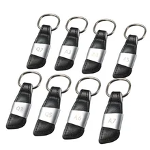 Кожи эмблема автомобиля брелок для ключей со значком брелок для ключей для автомобиля Audi A3 8P 8V 8L S3 A4 B6 B8 B7 B5 B9 S4 A6 C5 C6 C7 4F S6 A5 Q5 Q7 Q3 A7 TT SQ5