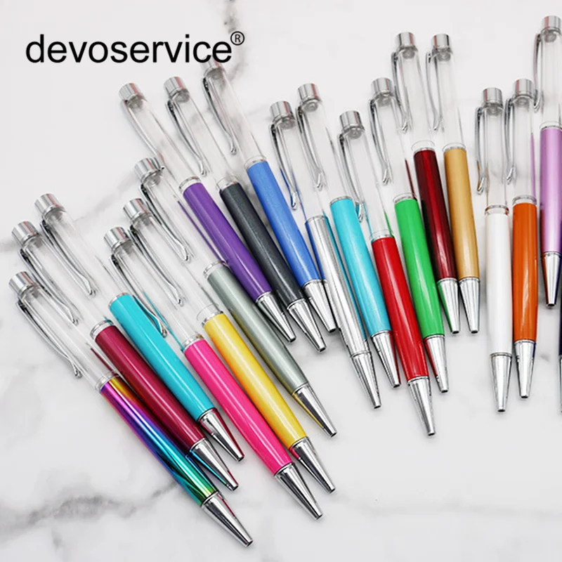 100Pcs Silver Pen Holder DIY Made Crystal Colored Ballpoint Creative Metal Empty Birthday Gift Color Optional Wholesale | Канцтовары для