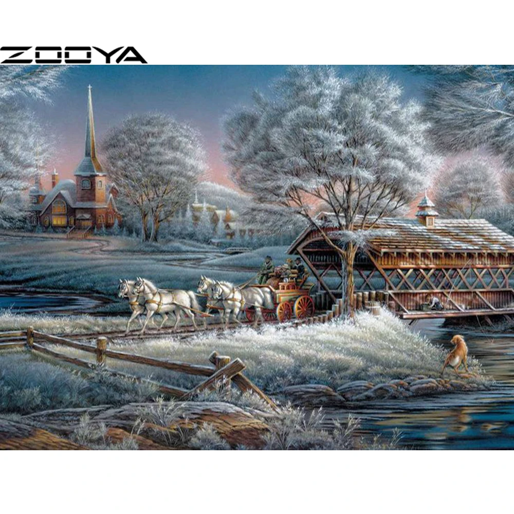 ZOOYA продажи алмазной вышивки DIY Алмазная картина четыре лошади потянув карету