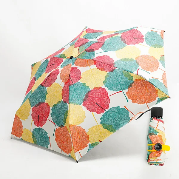 Мини-зонтик складной зонтик солнечный анти УФ маленькие карманные зонтики дождь женский новогодний подарок Paraguas Mujer Sombrilla Ombrello - Цвет: Maple leaves
