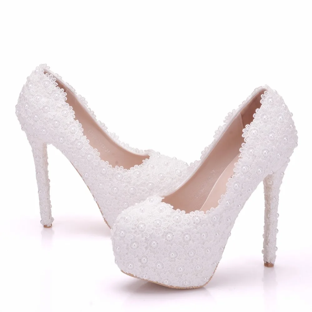 white wedding platform shoes