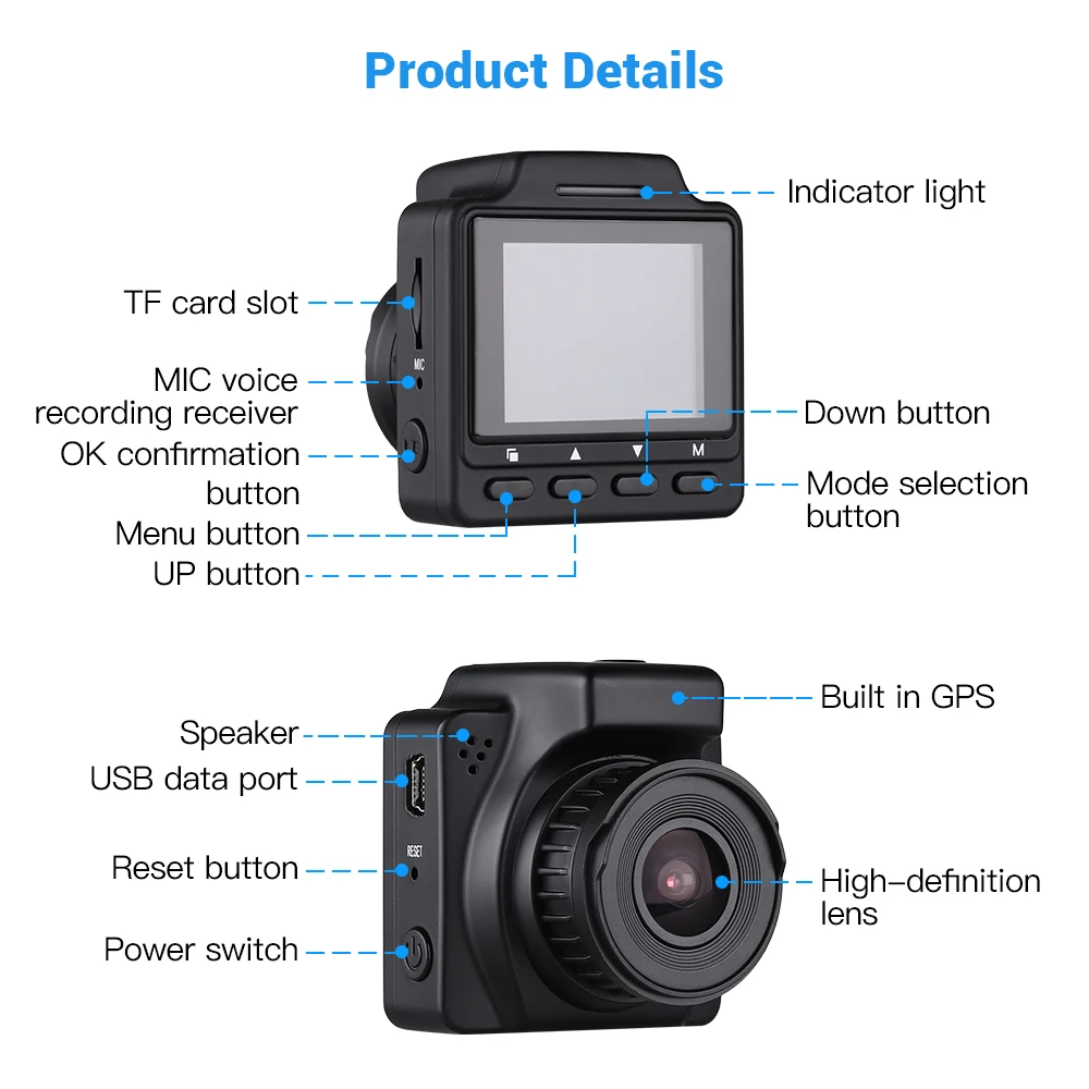 Видеорегистратор с GPS Wi Fi Novatek 96658 Full HD 1080P Автомобильный регистратор видео