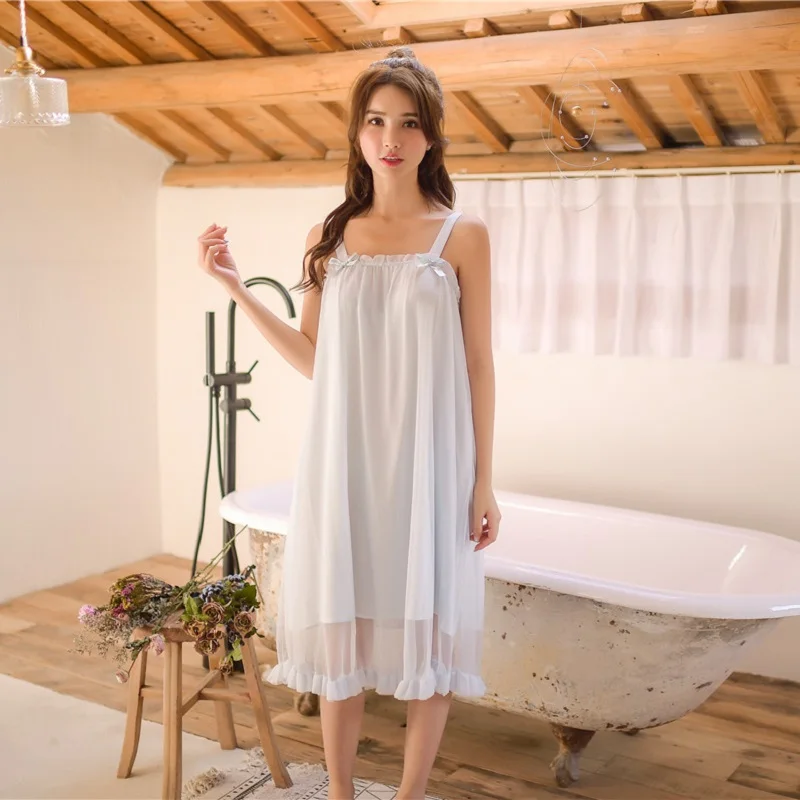 Modal White Lace Sleeveless Nightgowns For Women Retro Vintage Princess Female Loose Sleepwear