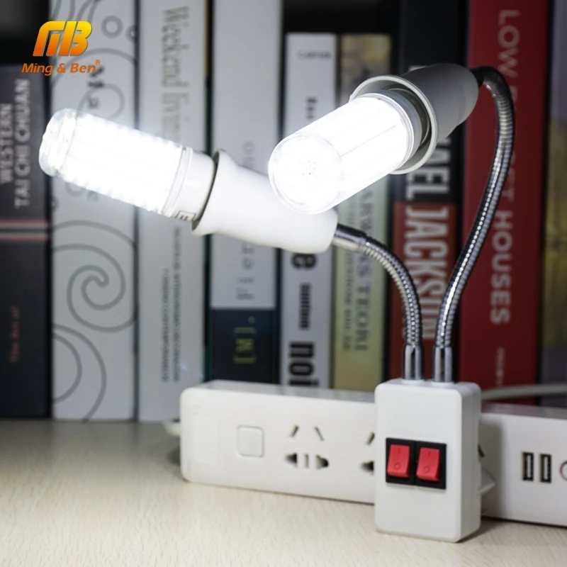 

E27 Flexible Lamp Holder Light 85-265V Lamp Socket To EU US Plug Adapter Wall Base Holder Screw With Power On-off Control Switch