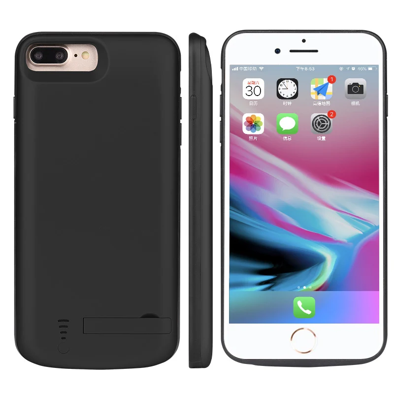 Черный 8000 mAh внешний резервный банк питания чехол для iPhone 6 Plus 7 Plus 8 Plus чехол для iPhone 7 заряда батареи Plus 8 Plus - Цвет: Черный