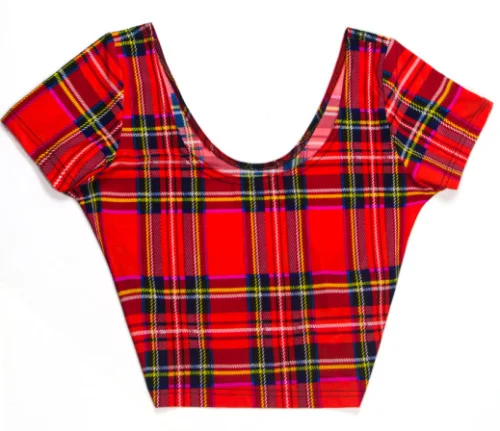 EAST KNITTING X 102 New 2015 font b Tartan b font Red Digital Print Cap Sleeve
