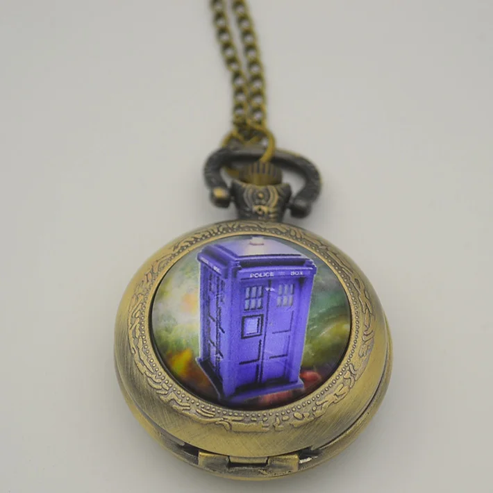 Оптовая продажа модные кварцевые карманные часы Doctor Who женские ожерелья