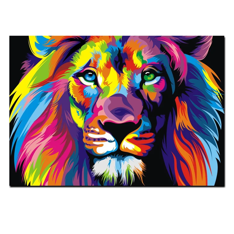 

Karen Wong Watercolor Lion Animal Abstract Oil Painting on Canvas Poster and Print Pop Art Modern Wall Picture for Kid Room Cudr
