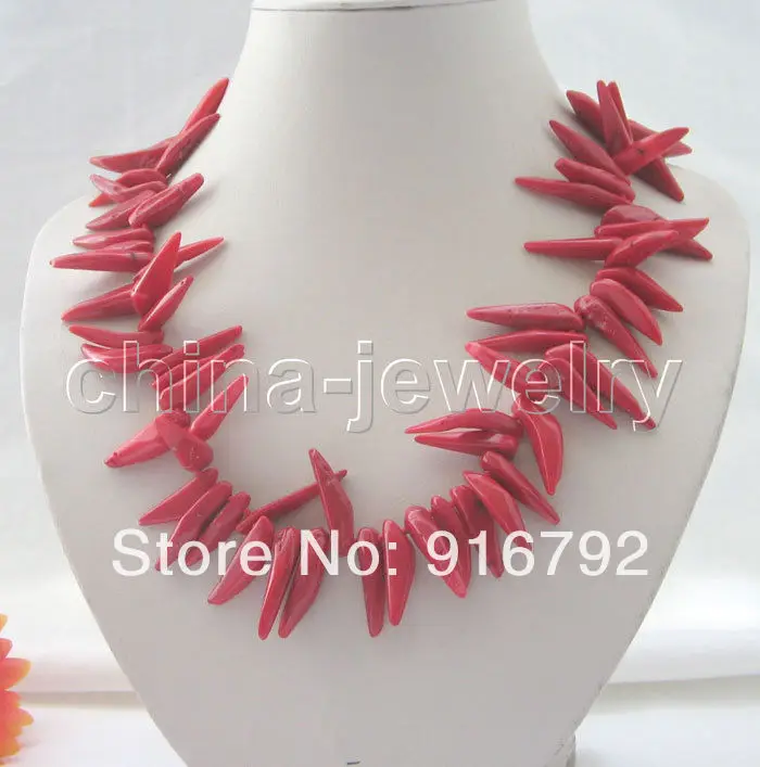 

free shipping >>>>>Beautiful 18" 25-35mm red coral necklace