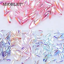 MIOBLET 10 шт. Блестящие Кристаллы Стразы для ногтей AB красочные длинные и плоские задние воды Dorp Fancy Shaped Diamond художественное оформление ногтей