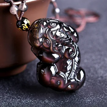 

A natural ice Rainbow Obsidian Dashun hair lucky evil brave pendant jewelry and transport