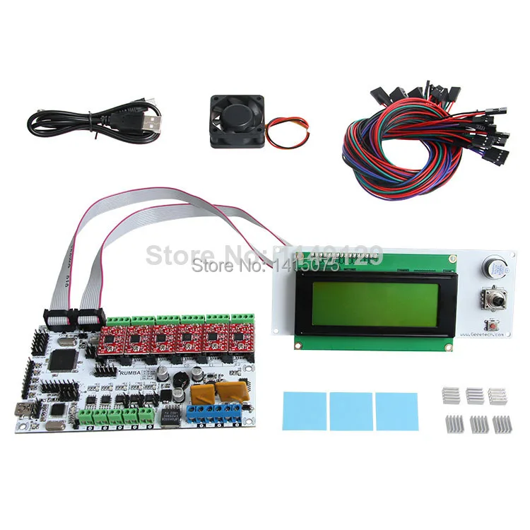 

Geeetech Rumba +cooler fan+LCD2004 controller+jumper wire ect for 3D printer kit board free shipping