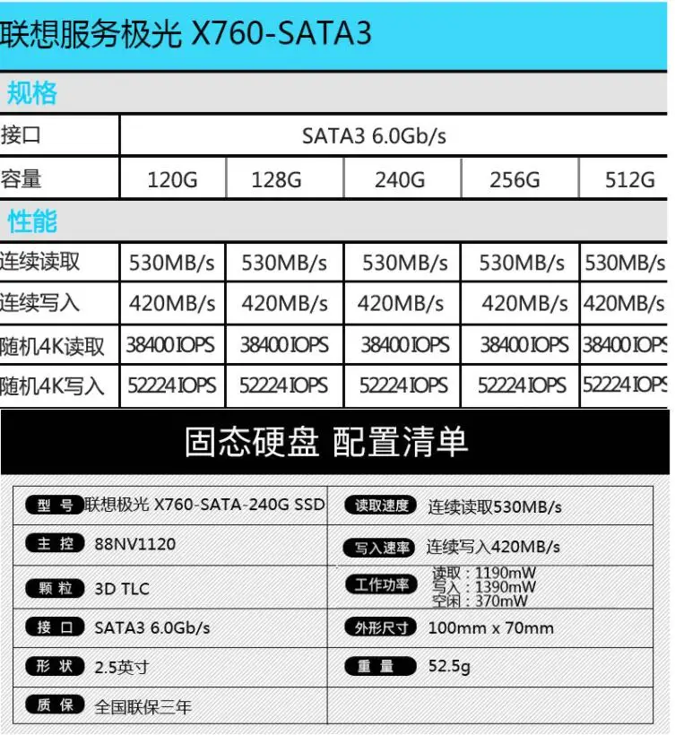 Lenovo SSD X760 Внутренний твердотельный диск 120 ГБ 128 ГБ 240 ГБ 256 ГБ 512 ГБ флэш-памяти акулы жесткий диск SATA3 для ноутбука, настольного компьютера, ПК