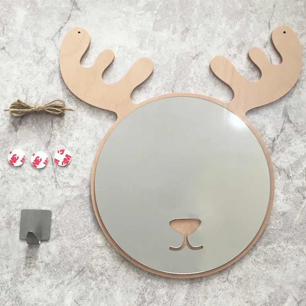 Funlife 5 مجموعات الراقية جديد أنيق 3d الاكريليك مرآة ملصقات الحائط غرفة نوم الأطفال الكرتون الأيائل الغزلان جدار ملصقا