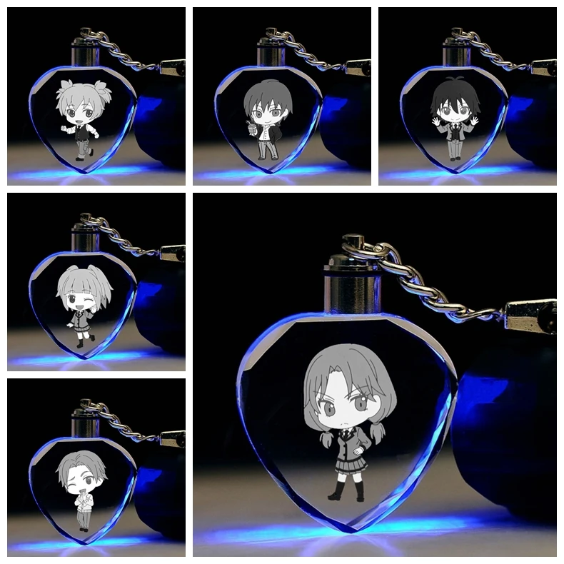 

IVYYE Assassination Classroom Heart shaped Anime LED Key Chains Figure Keyring Crystal Toy Light Keyholder Unisex Gifts NEW