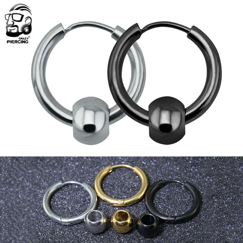 

1pc 2 Styles Big Gold Black Titanium Captive Ball Hoop Nose Ring Ear Helix Rings Lip Labret Nose Rings Body Piercing Jewelry