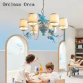 Europäische Pastoralen blue Dolphin Kronleuchter jungen Schlafzimmer Kinderzimmer Licht Cartoon Kreative LED Fisch Kronleuchter|Pendelleuchten| -