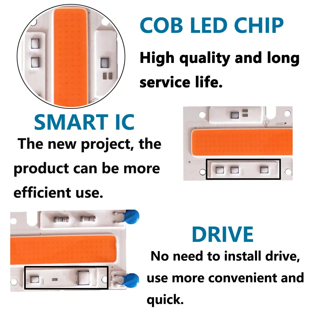 COB светодиодный фито-чип, полный спектр, 70 Вт, 50 Вт, 30 Вт, светодиодный Диод для выращивания растений, фитолампия для саженцев в помещении, сделай сам, гидропоника, 220 В, 110 В