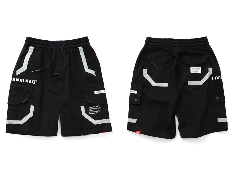 Color Block Multi Pockets Cargo Baggy Shorts 1