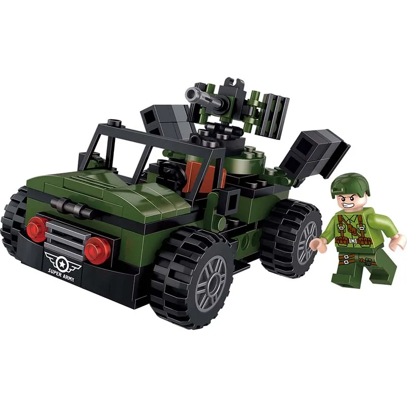 8 в 1 Военная серия Вертолет jeep бак fighter строительные блоки солдат армии Фигурки игрушки для детей Подарки