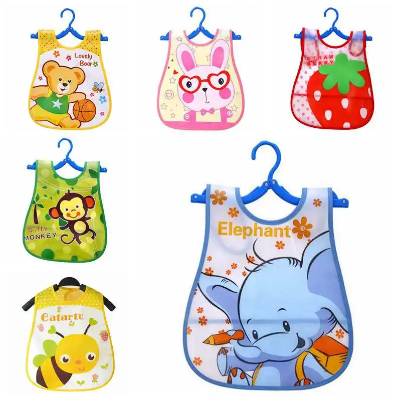 

1Pcs Adjustable Baby Bibs EVA Plastic Waterproof Lunch Bibs Infant Cartoon Burp Cloths For Children Feeding Care