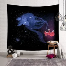 Fantasy starry sky Galaxy Black Hole Cat Hanging Wall Tapestry Hippie Retro Home Decor Yoga Beach Mat Carpet 150x130cm 200x150cm