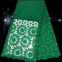 Item No.SQG50,high quality guipure cord lace fabric, popular african cord lace cloth with rhinestones for wedding dress