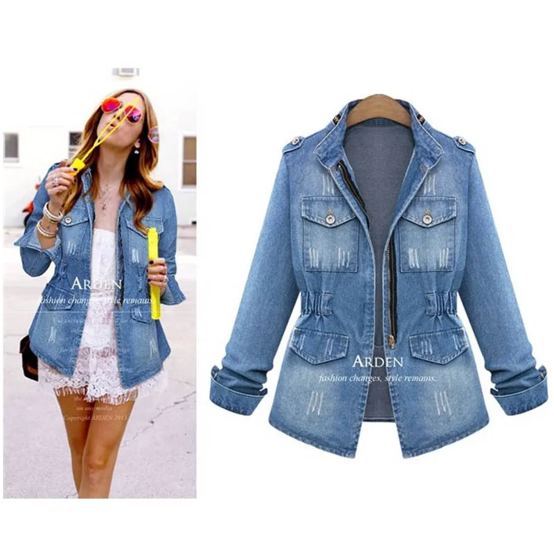 Jeans Femmes Veste Pu Bolero Feminina Plus Ciel Taille Grande Denim Chaquetas 5xl Jaqueta Mujer WFqt06Tnw