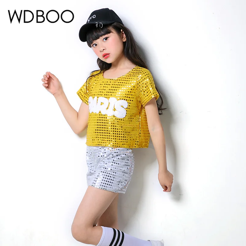 WDBOO/Детские комплекты одежды для девочек с блестками в стиле джаз костюм Парижа