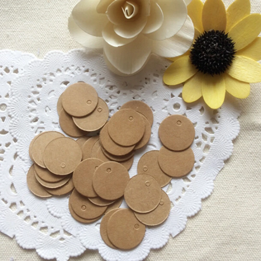 

100pcs/lot Brown Kraft Paper Tags DIY Round Food Label Wedding Gift Decorating Tag Party Supplies 2x2cm