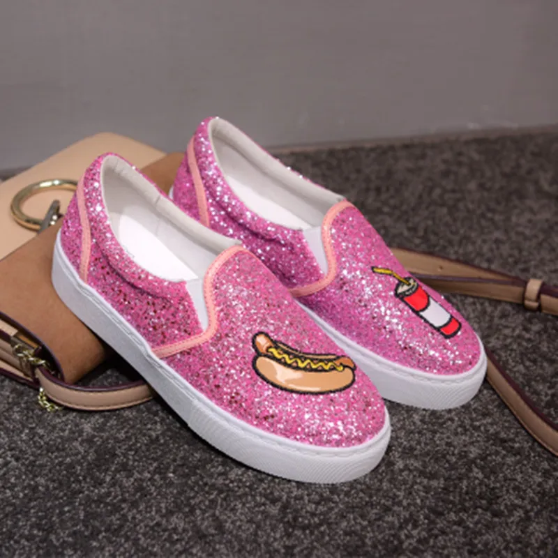 Français Cuir 7 Chaussures 2 8 10colourful Femmes Ronde hambourg 5 Multicolore 1 Mode Grands Plat Toe Sur En Tissu Paillettes 4 6 Mocassins Yeux Véritable Slip Frites 3 9 UVpqzSMG