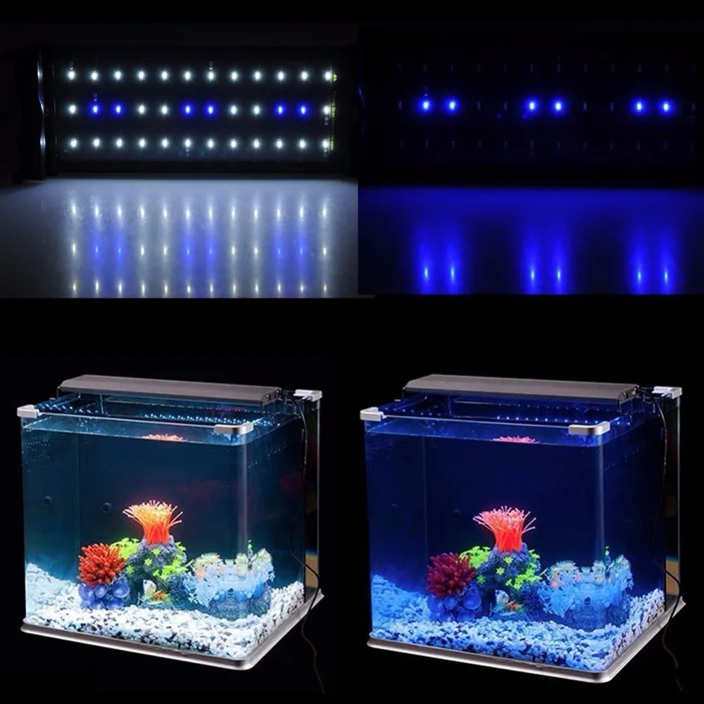 Nicrew светодиодный 28-50 см аквариумный светильник ing Fish Tank Fishbowl светильник-бар светодиодный светильник с выдвижными кронштейнами белый и синий светодиодный s