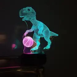 Led 3d Динозавр Баскетбол видения огоньки ночь Творческий цветной сенсорный индикатор зарядки 3d светильники Usb Led дети лампы