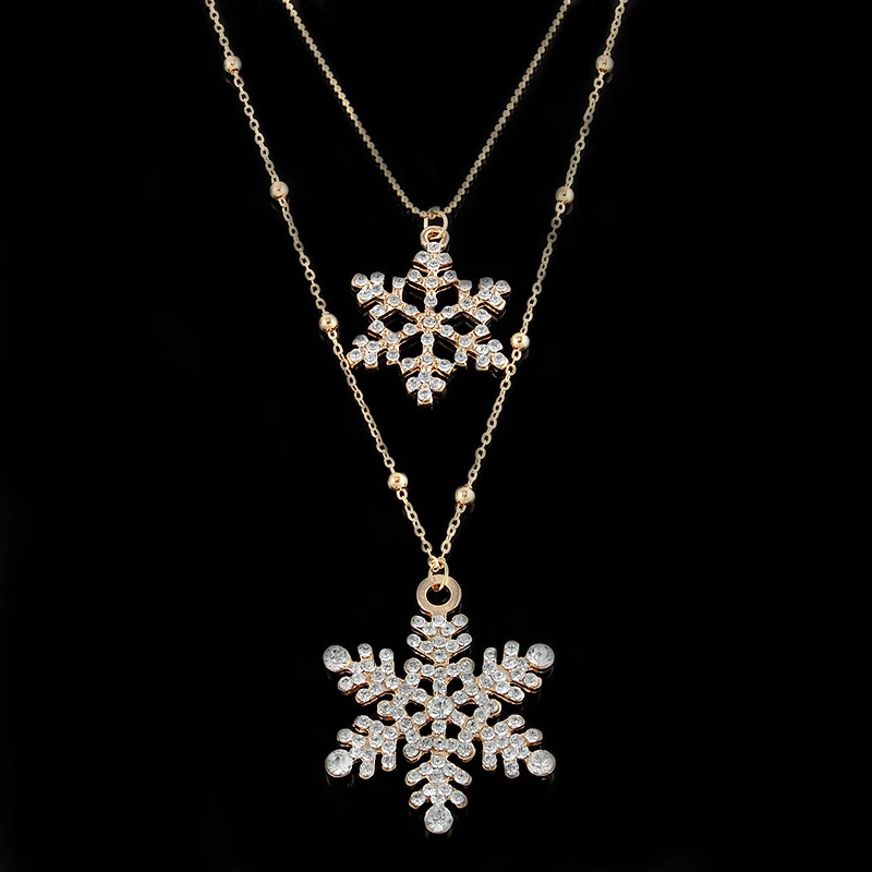 Winter Snow double deck Necklace for Women Girl Fashion Sweater