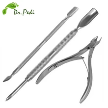 3 шт. набор кутикулы для ногтей с ложка-Толкатель для Удаления Резак Триммер щипчики для ногтей полировщик для маникюра Набор для дизайна ногтей