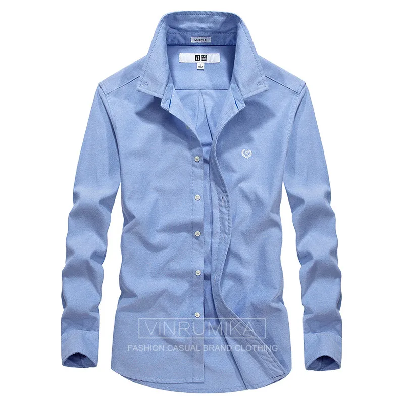 2018 Весенняя мужская повседневная Бренд 100% чистого хлопка серая рубашка осень деловой человек AFS джип синий рубашки с длинным рукавом