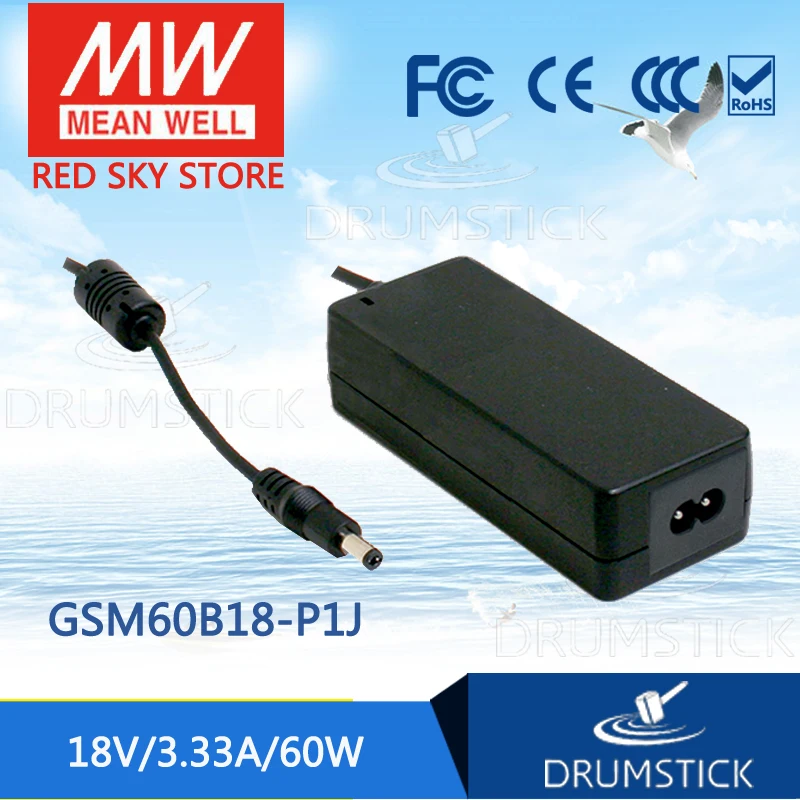 

MEAN WELL GSM60B18-P1J 18V 3.33A meanwell GSM60B 18V 60W AC-DC High Reliability Medical Adaptor