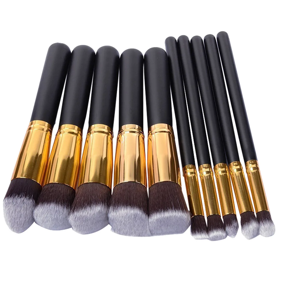 Shellhard 10 Pcs Professional Makeup Brush Set Tools Powder Foundation Eyeshadow Lip Eyeliner Blush Wooden Make Up Brushes Kit