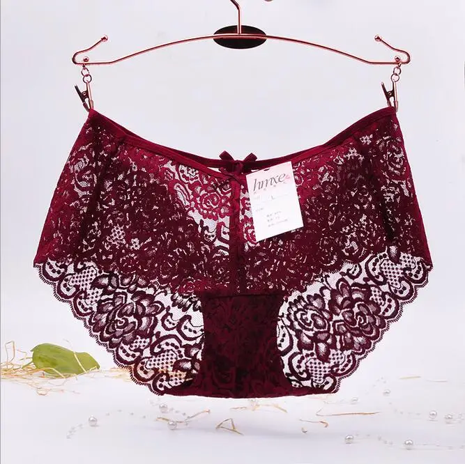 

4PCS/LOT Ladies lace briefs transparent sexy cotton seamless underwear for women briefs underwear intimates Seamless Panties