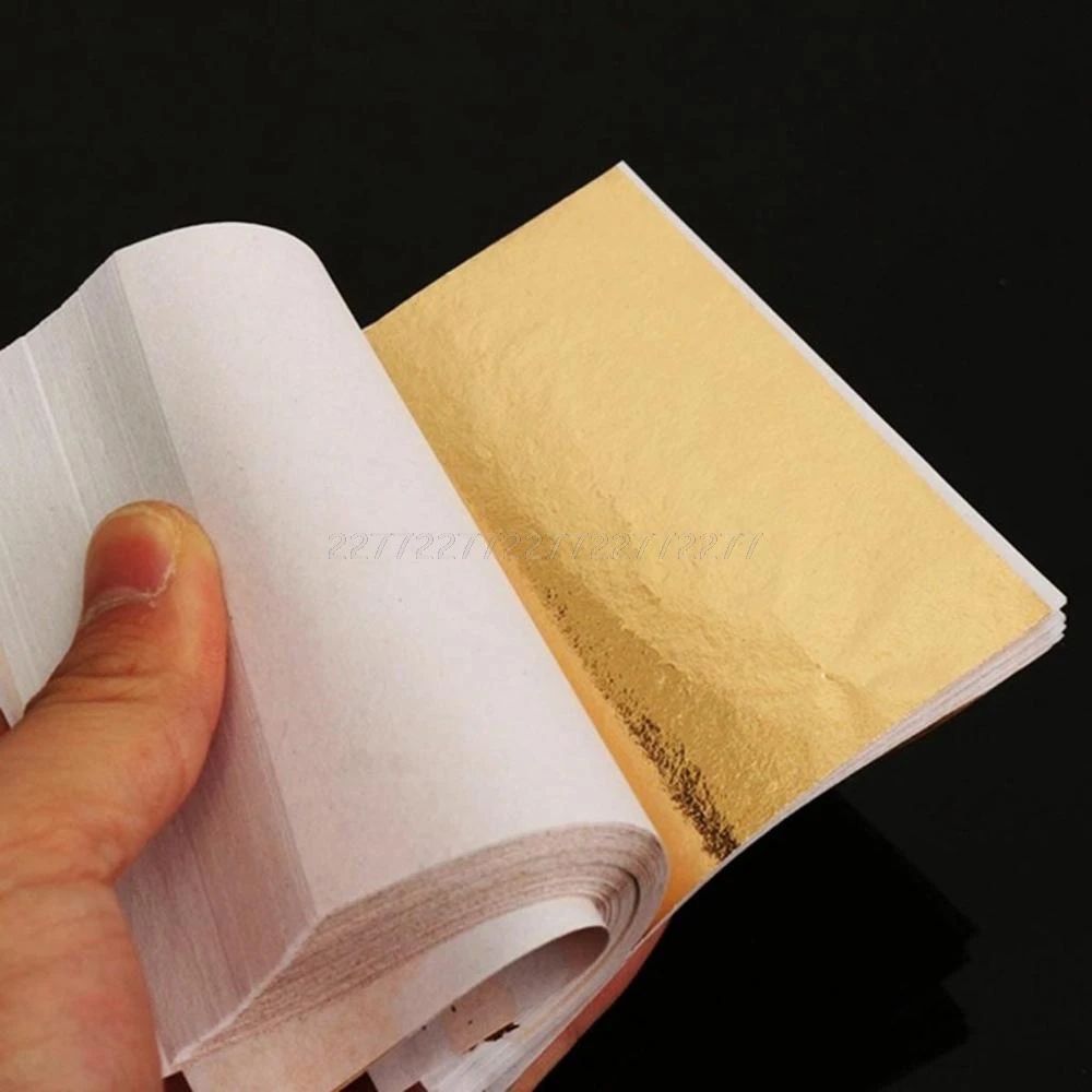

100 Sheets Imitation Gold Silver Foil Leaf Paper Home Wall Art Gilding Crafting DIY Decoration My16 19 Dropship