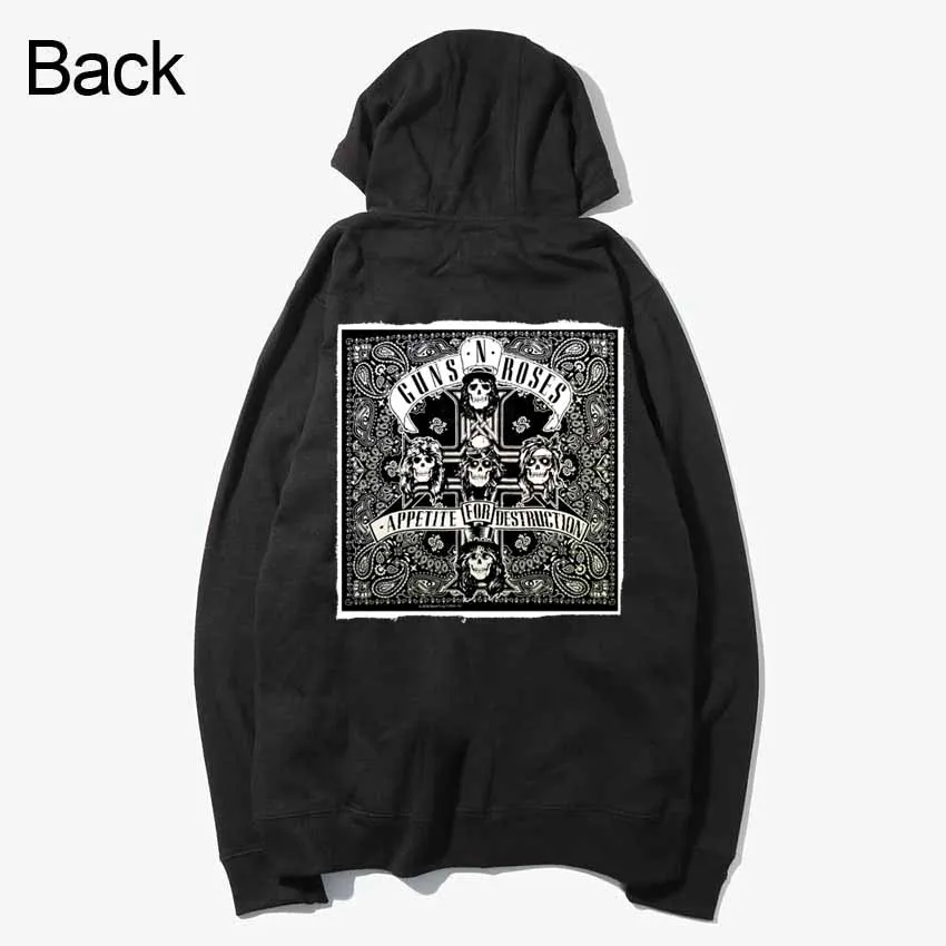 

guns n roses skull patchwork rock style sweatshirts Spring Autumn zipper Hoodies outwear